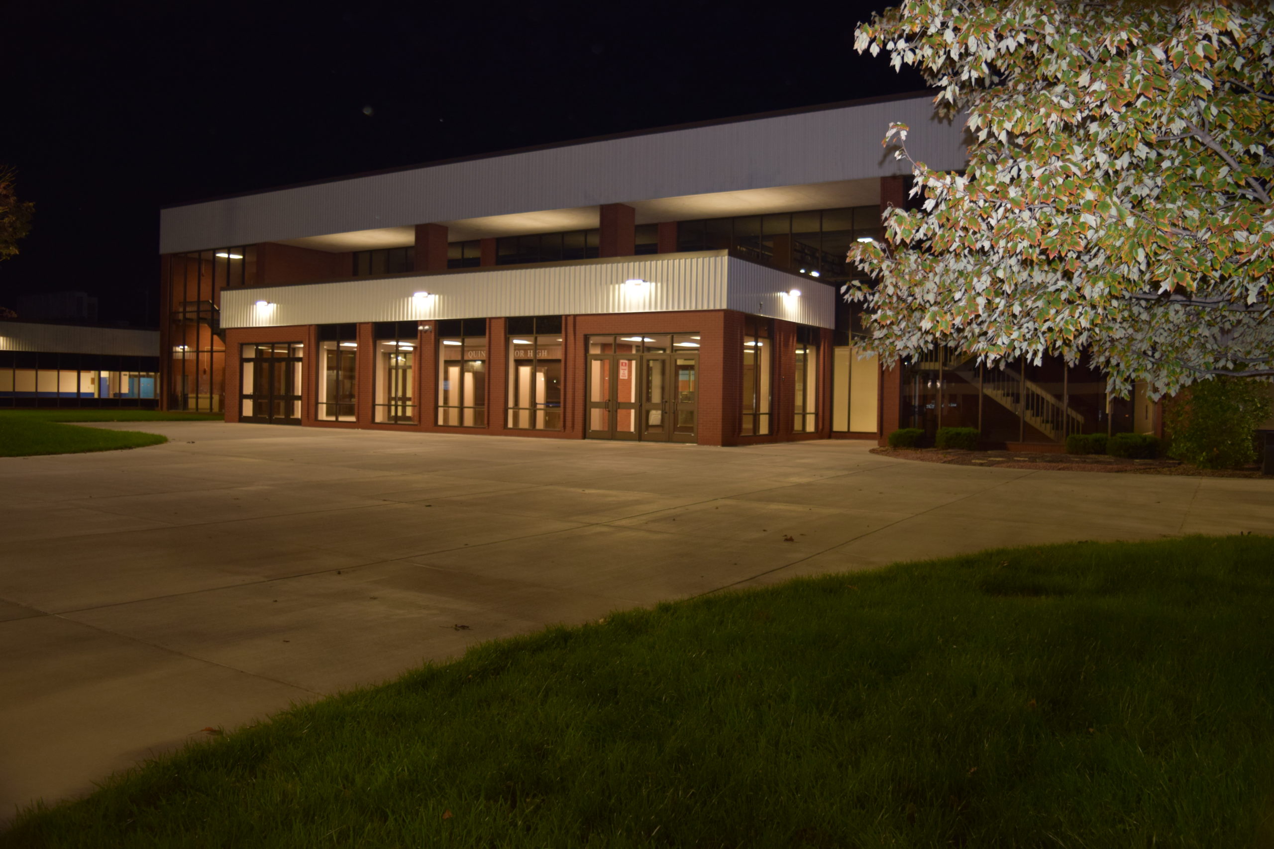 Quincy Senior High at night